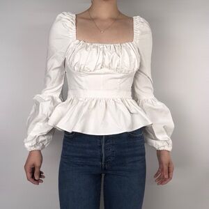NWT Autumn Adeigbo Catira Top in White Size 2